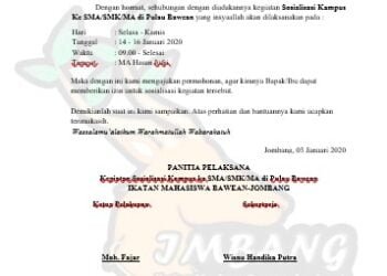 Contoh Surat IMBANG (Ikatan Mahasiswa Bawean Jombang)